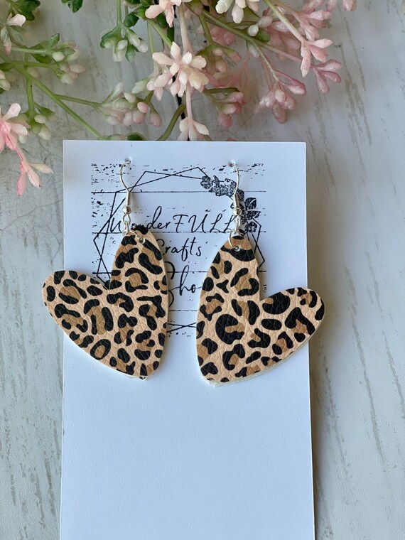 Leopard heart cheap earrings