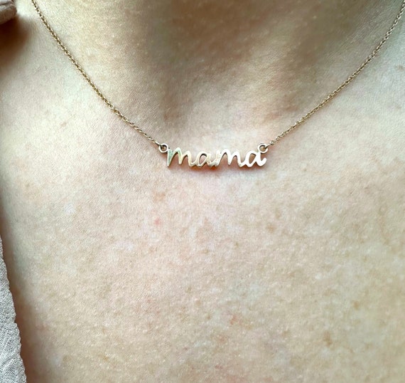 Mama 10K gold pendant and gold chain Gift for Mom Gift for Mothers Day Baby Shower Gift Mama Jewelry Mama Necklace