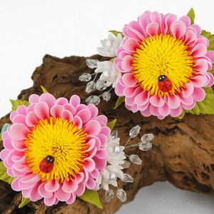 FLORAL HAIR CLIPS for Toddler Girls - 2pcs, Flower Hair Accessories, Flower Headpiece, Floral Hairpiece, Pink Flower Hair Clips