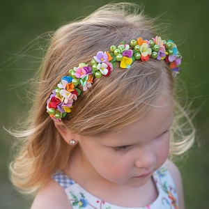 Toddler Girl&#39;s Rainbow Flower Headband - Bright Floral Crown - Ideal for Dress-Up and Special Events - Perfect Kid&#39;s Gift