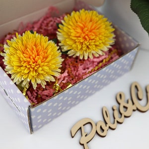 FLOWER HAIR CLIPS for Toddler Girls - 2pcs, Yellow Orange Ombre Chrysanthemums, Flower Hair Accessories, Flower Headpiece, Floral Hairpiece