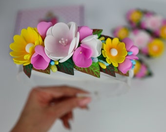 BABY FLOWER CROWN, Flower Nylon Headband For Newborn, Toddlers, Newborn Headband, Girls Flower Crown, Infant Headband, Baby Girl Headband