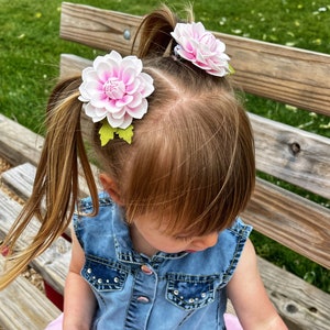 FLORAL HAIR CLIPS for Toddler Girls - White Blossom 2pcs, Flower Hair Accessories, Flower Headpiece, Floral Hairpiece, Kids Hair Clips