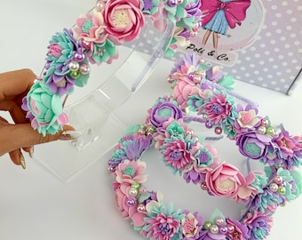 Flower Headband, Floral Headband - Flower Girl Headband - Kid&#39;s Flower Crown - Toddler Girl Headband