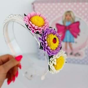 Flower Headband, Floral Headband - Flower Girl Headband - Girl&#39;s Flower Crown - Toddler Girl Headband, Flowers & Pearls