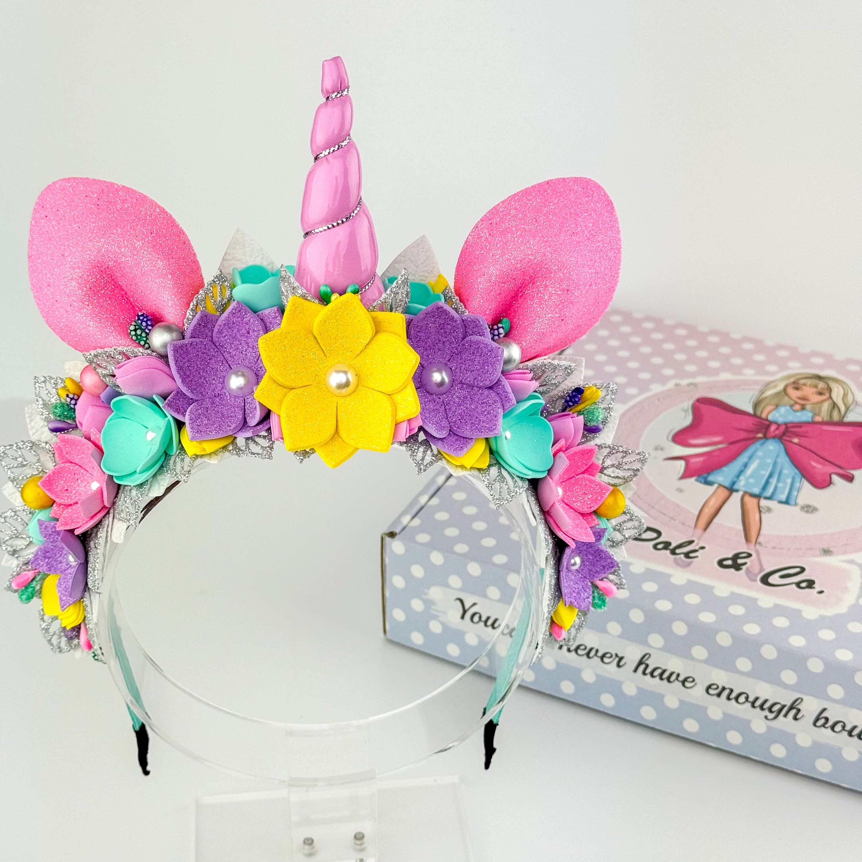 Unicorn Flower Headband, Floral Headband - Flower Girl Headband - Kid's Flower Crown - Toddler Girl Headband