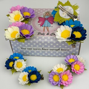 FLOWER HAIR CLIPS for Girls - 2pcs, Daisy Flower Hair Accessories, Flower Headpiece, Floral Hairpiece, Chamomile Kids Hair Clips