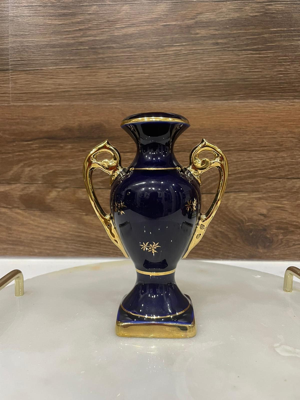 Limoges Porcelain Vase blue cobalt and 22k gold Etsy