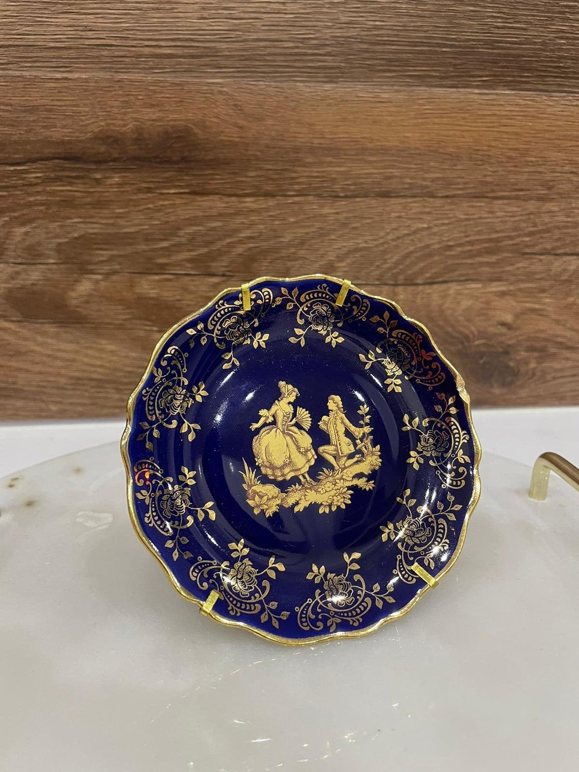 Porcelain Limoges France Plate blue cobalt & 22k gold Etsy