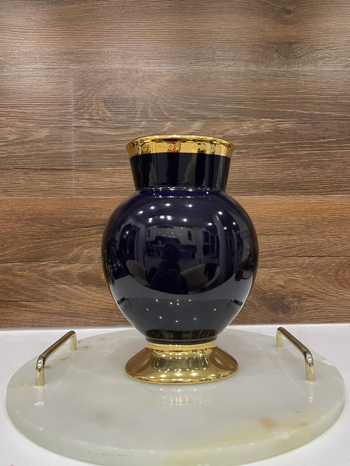 Beautiful Blue cobalt Limoges Vase with 22k gold Etsy