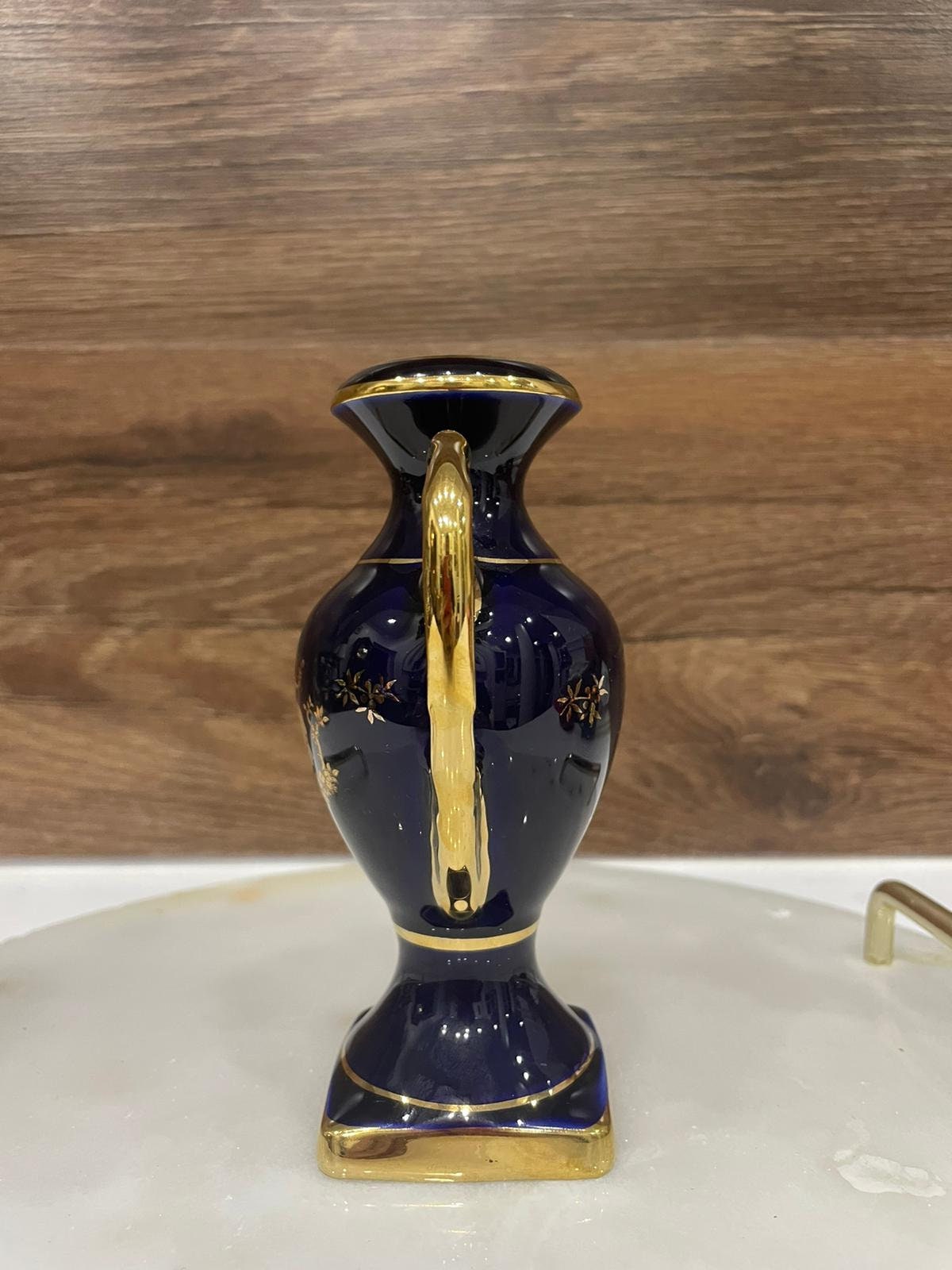 Limoges Porcelain Vase blue cobalt and 22k gold Etsy