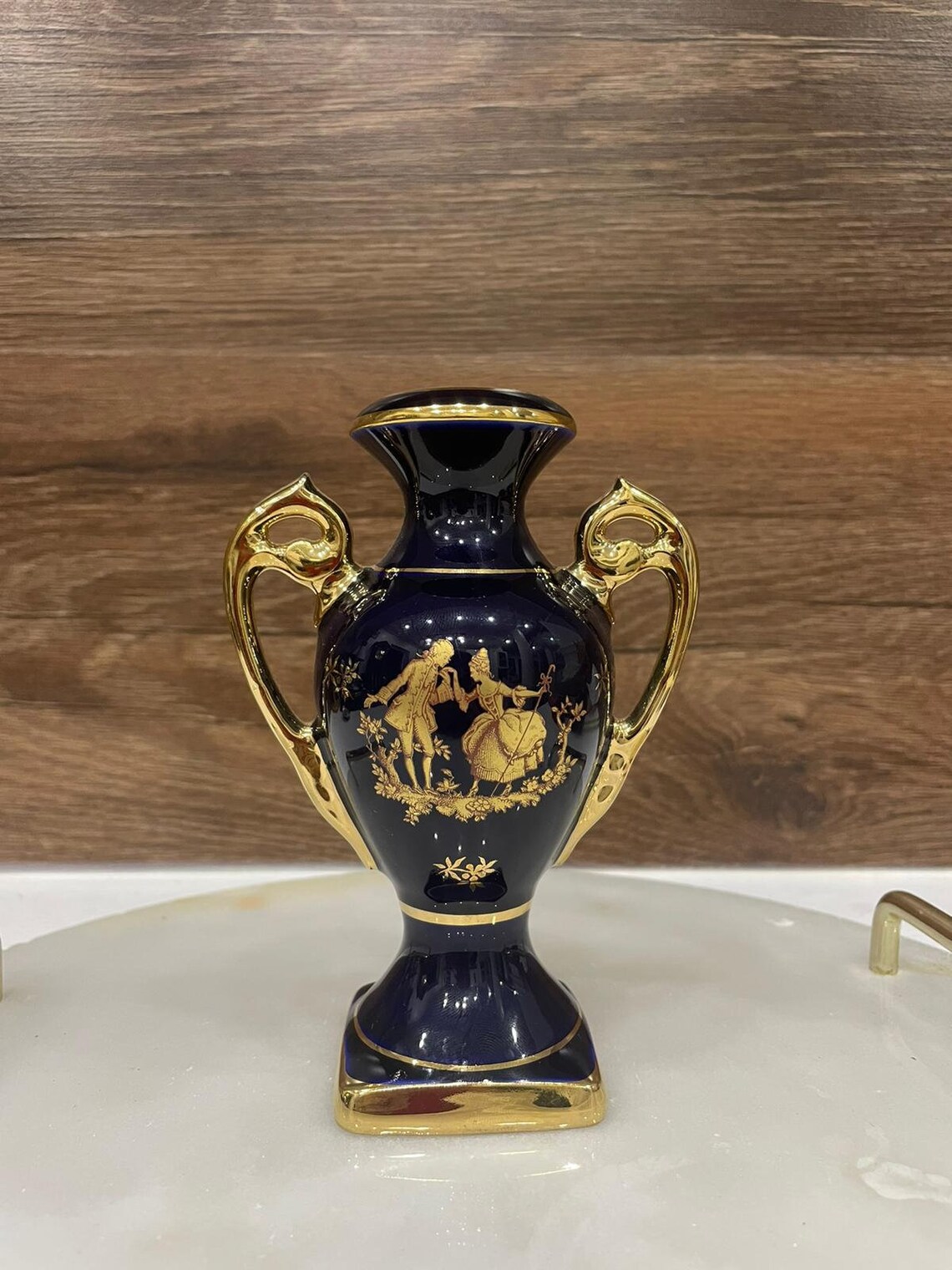 Limoges Porcelain Vase blue cobalt and 22k gold Etsy