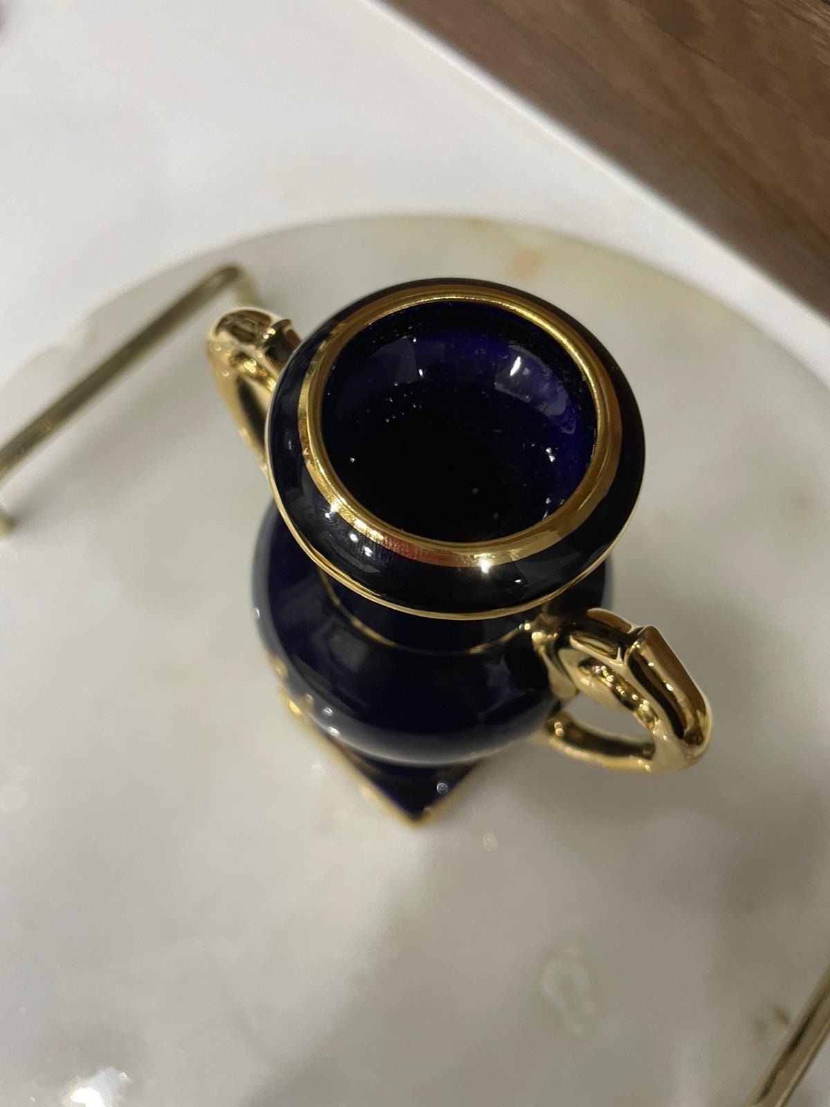 Limoges Porcelain Vase blue cobalt and 22k gold Etsy