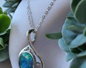 OPAL - Australian Brilliant Blue/Green Opal Necklace