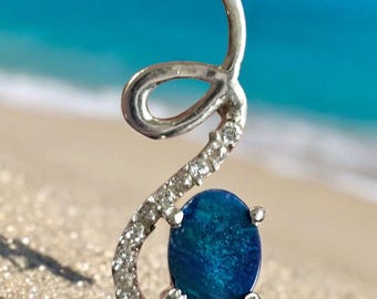 Australian Opal Necklace - Beachy Blue Green Hues