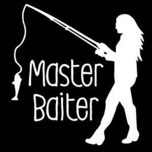Women Fishing &quot;Master Baiter&quot; Car / Cooler Vinyl Sticker