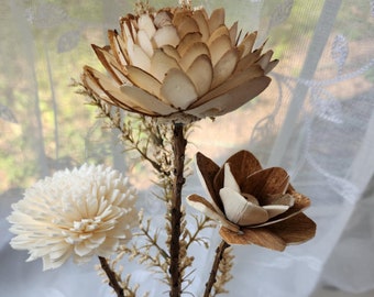 Wood flower bouquet / ecofriendly flowers / Wildflower Bouquet / Natural Flowers / Anniversary Gift / Fifth Anniversary Flowers /NATURAL