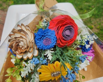 Wildflower Bouquet / Gift bouquet / ecofriendly flowers / Wood Flower Bouquet / Birthday flower Bouquet / Wooden Flowers / WILDFLR