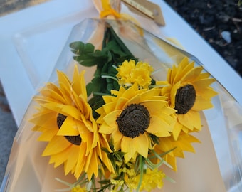 Sunflower bouquet / ecofriendly flowers /  Wood sunflowers / Anniversary Gift /Birthday flower Bouquet / Rustic Wood Flowers / SUN