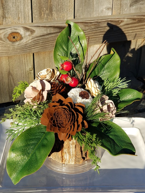 Wood Flower Arrangement / Ecofriendly Flowers / Bark Vase / Bark Natural  Flowers / Wooden Flowers / Winter Flower Arrangement 