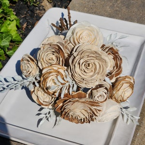 Bridal Bouquet / Wedding Bouquet / Wood Roses Bouquet / Wood Flowers Bridal Bouqeut / Wooden Roses / Rustic Wood Flowers / BRIDAL COMBO