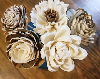 DIY stemmed Flowers ~ Sola Wood Flowers ~ Mixed Wood Flowers ~ Wooden flowers ~Stemmed Wood Flowers ~ Wedding Cake flowers / MIX DIY 1