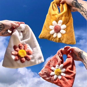Fuzzy Flower Knot Bags