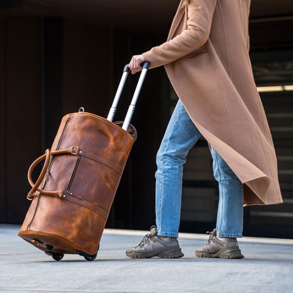 Hair-on Leather Travel Duffel Bag Weekend Luggage Buffalo Leather