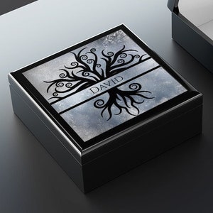 Family Keepsake Box Wood - Custom Tree Of Life Keepsake Memory Box Ebony Black