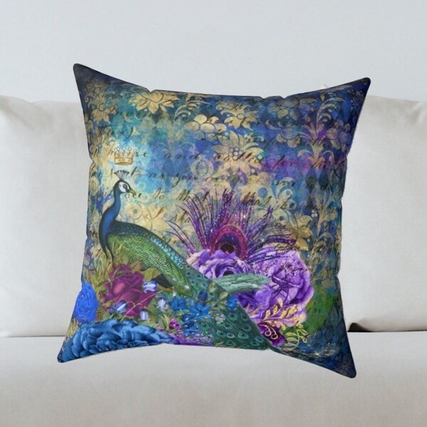 Peacock Throw Pillow Etsy