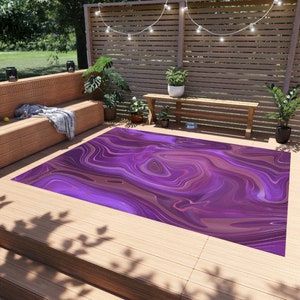Purple Rug - Indoor Outdoor Rug, For Girls Rug, 9x12 Rug for Porch, Deck, Purple Pink Rug, Cute Rugs, Entryway, Front Door, Outdoor Area Rug