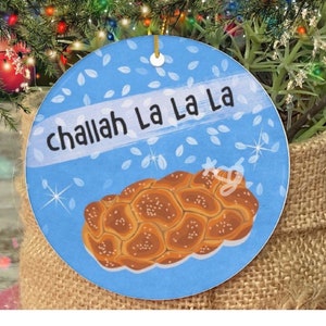 Hanukkah Christmas Ornament - Funny Jewish Gift, Challah, Hannukah Pun, Chanukah Gift, Fa La La