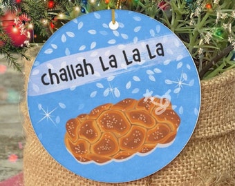 Hanukkah Christmas Ornament - Funny Jewish Gift, Challah, Hannukah Pun, Chanukah Gift, Fa La La