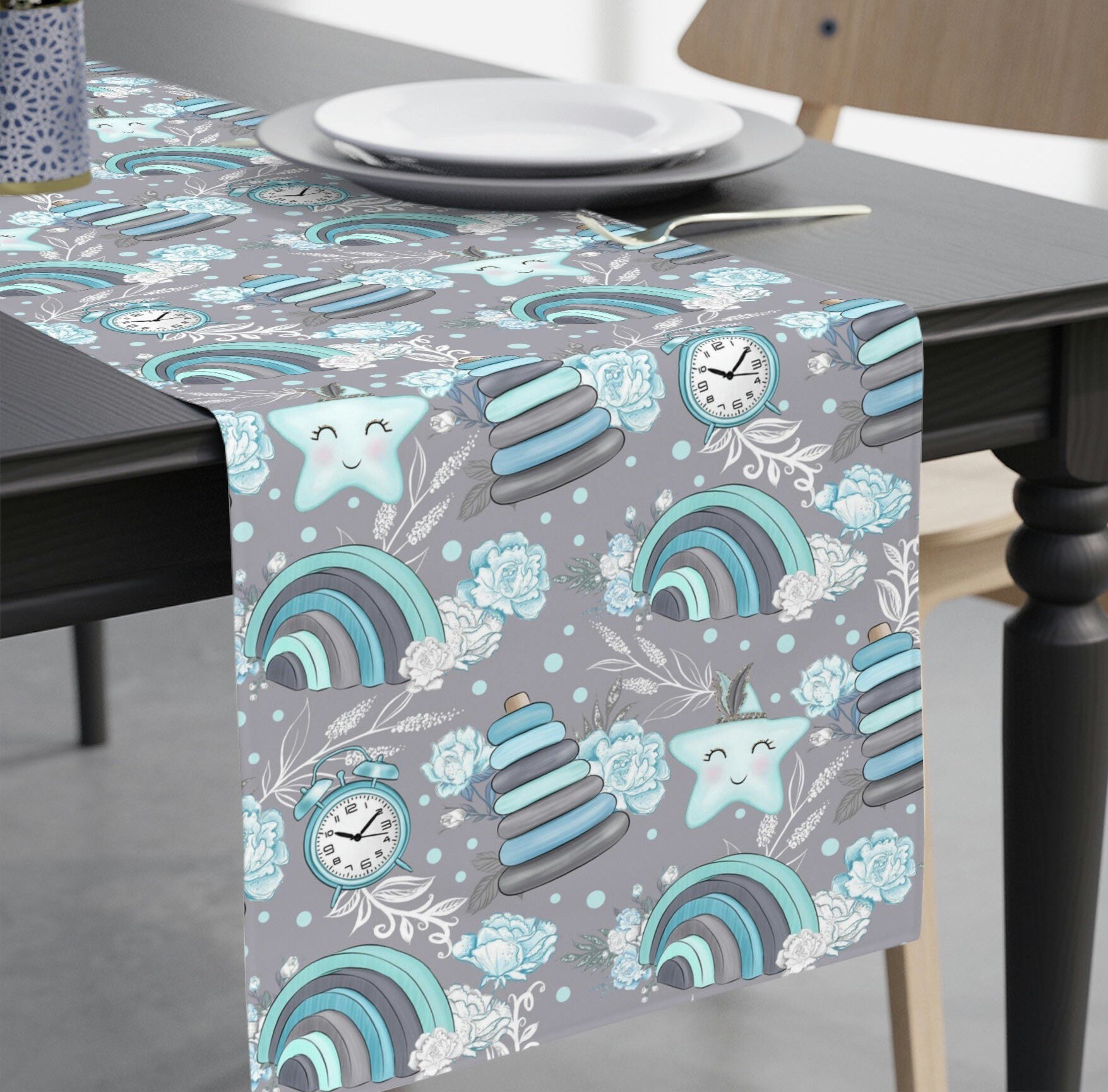 Boy Baby Shower Table Runner Cute Blue Baby Boy Table Decor Etsy