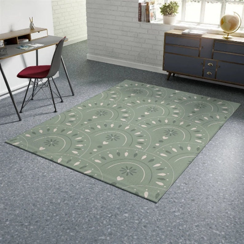Sage Green Area Rug Boho Rainbow Rug Minimalist Green Rug - Etsy