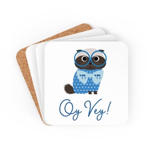 Hanukkah Coasters - Oy Vey Mug Coasters, Funny Jewish Gift, Funny Hannukah Gift