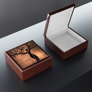 Womens Tree Of Life Jewelry Box Wood Copper Art - Custom, Feminism Jewelry Box, Woman Tree Keepsake Box, Feminist Gift, Female Empowerment