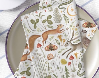 Woodland Animal Cloth Napkins - Fairy Forest Woodland Baby Shower Napkins