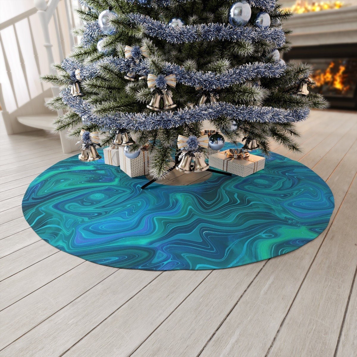 Coastal Christmas Aqua Blue Turquoise Gold Silver Plastic Tree Ornaments  Decor