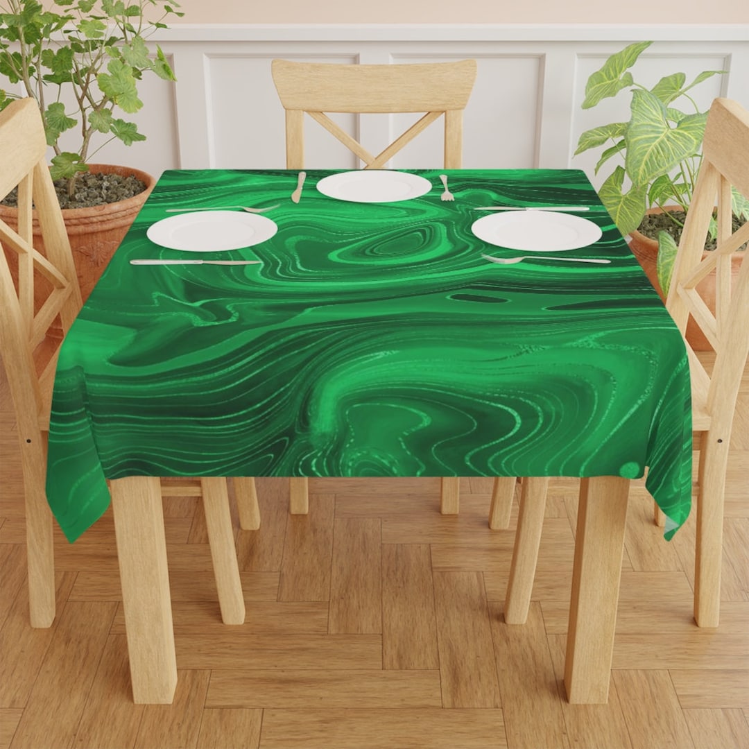 Emerald Green Tablecloth Small Square Tablecloth, Marble, Chakra