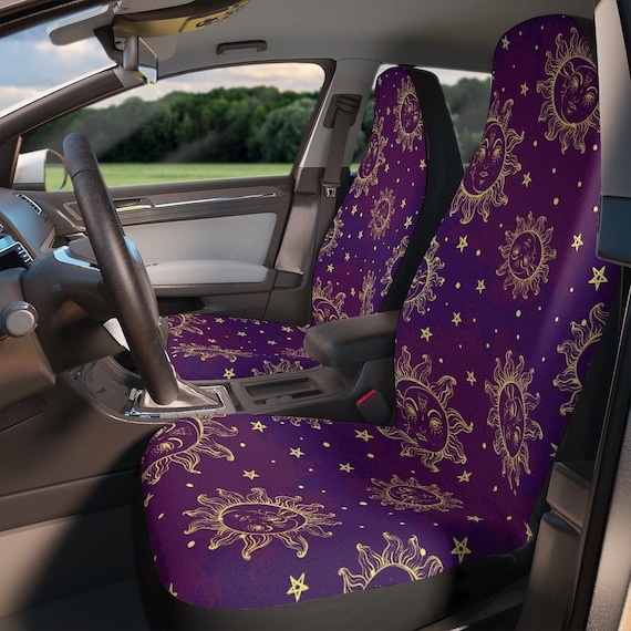 Sun and Stars Car Seat Covers for Girls Purple Witchy Aesthetic