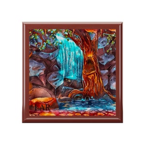 Waterfall Jewelry Box - Custom Mahogany Wood Jewelry Box With Personalization