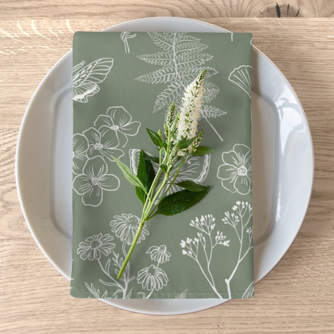 Sage Green Cloth Napkins Sage Green Napkins for Wedding Bridal Shower
