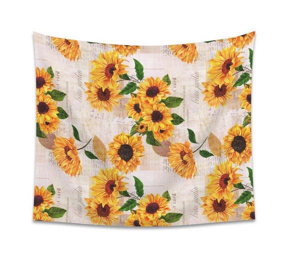 Boho Sunflower Tapestry Yellow Flower Hippie Wall Tapestry Etsy Australia