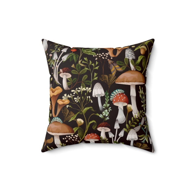 Mushroom Pillow Mushroom Throw Pillow, Black Forest Woodland Mushroom Home Decor image 4