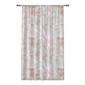 White Pink Sheer Curtains For Living Room - Rose Gold Marble Room Decor Girls Nursery Bedroom Kitchen Boho Sheer Window Curtain 84 inch