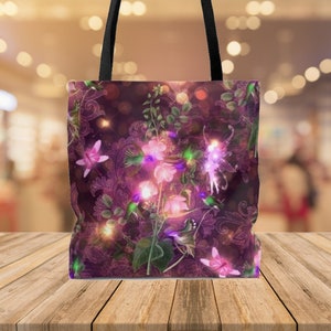 Magical Purple Fairy Tote Bag - Dark Pink Fantasy Forest Shoulder Bag