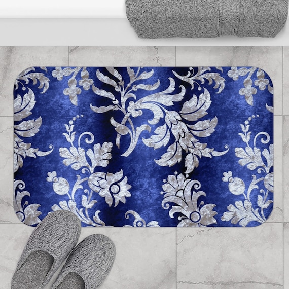 Dark Boho Mountain Bath Mat Black Purple Mystic Magical Moon and Stars  Bathroom Decor 