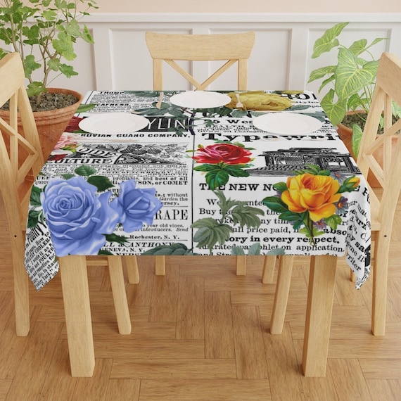Eclectic Tablecloth Retro Rose Flower Tablecloths Color Pop