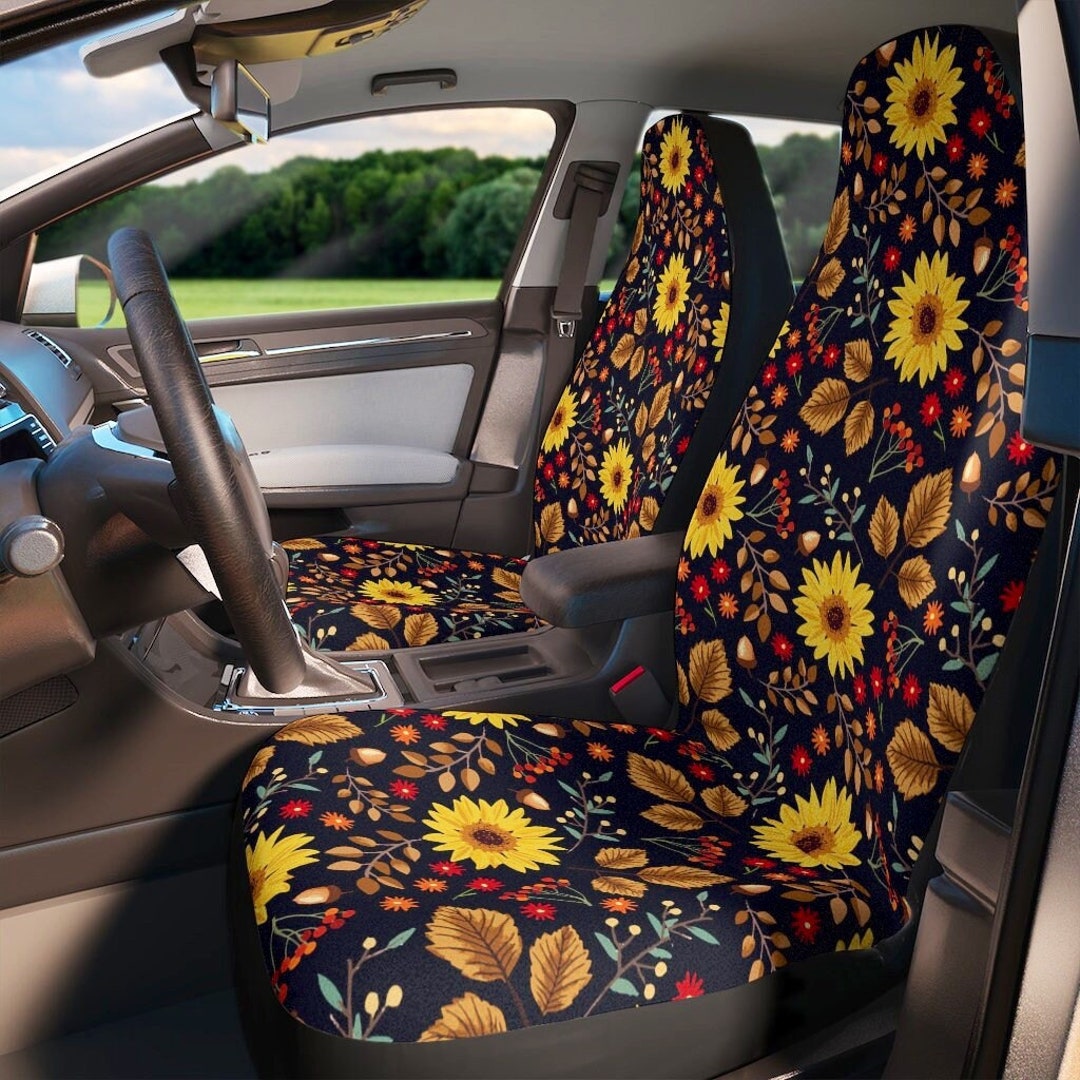 Fall Car Seat Covers Set Boho Sunflower Leaf Car Seat Covers Etsy